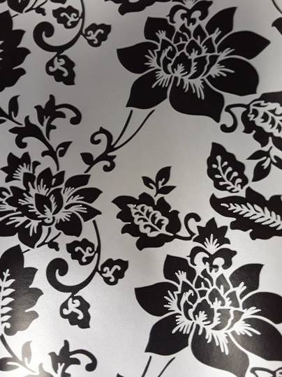 Black Flowers on Silver Free Gift Wrap image 0